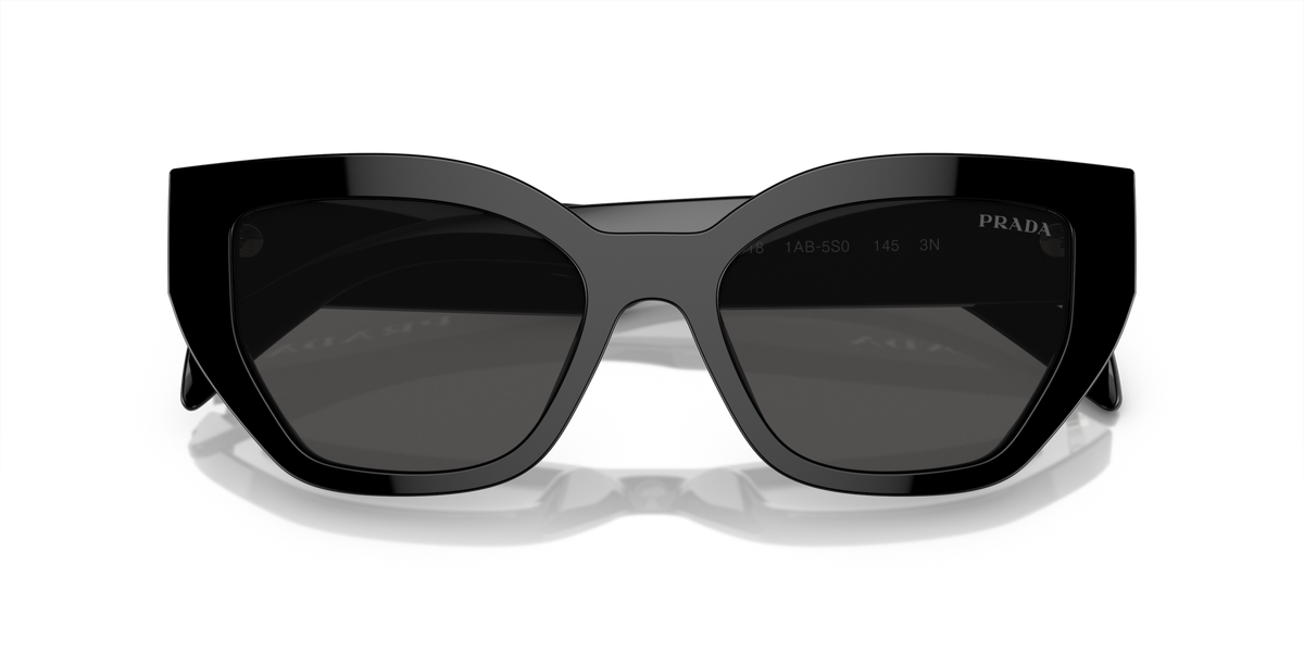Prada PRA09S 1AB5S0 black sunglasses 53mm folded view