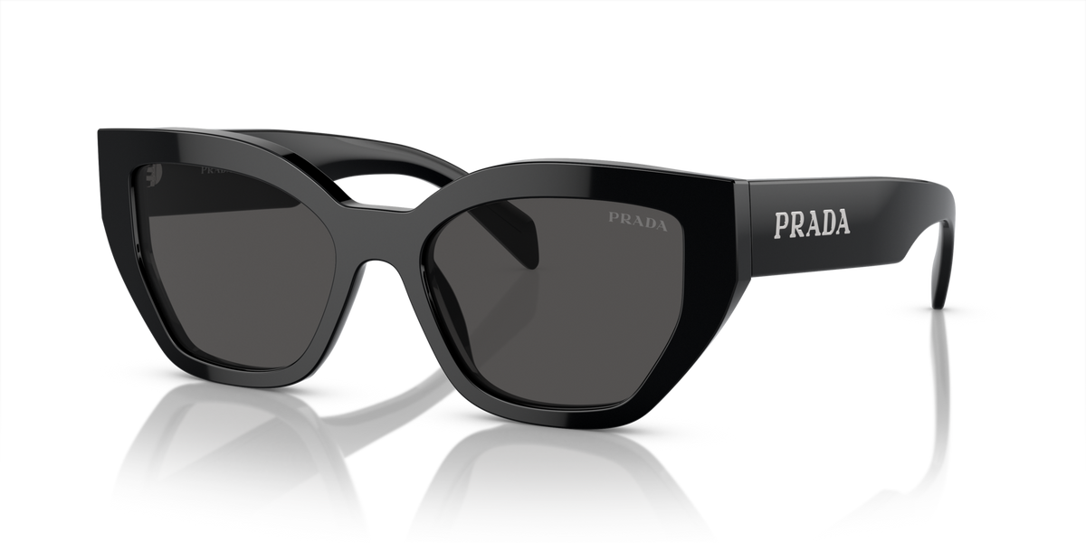 Prada PRA09S 1AB5S0 black sunglasses 53mm angled view