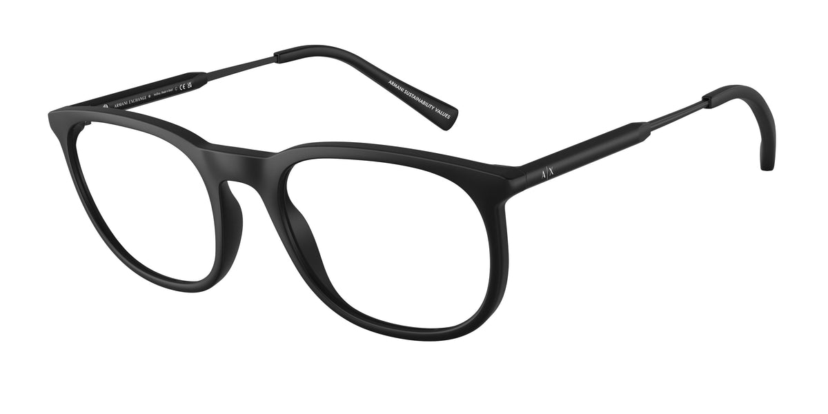 Armani Exchange AX3127 8078 matte black eyeglasses 52mm front view