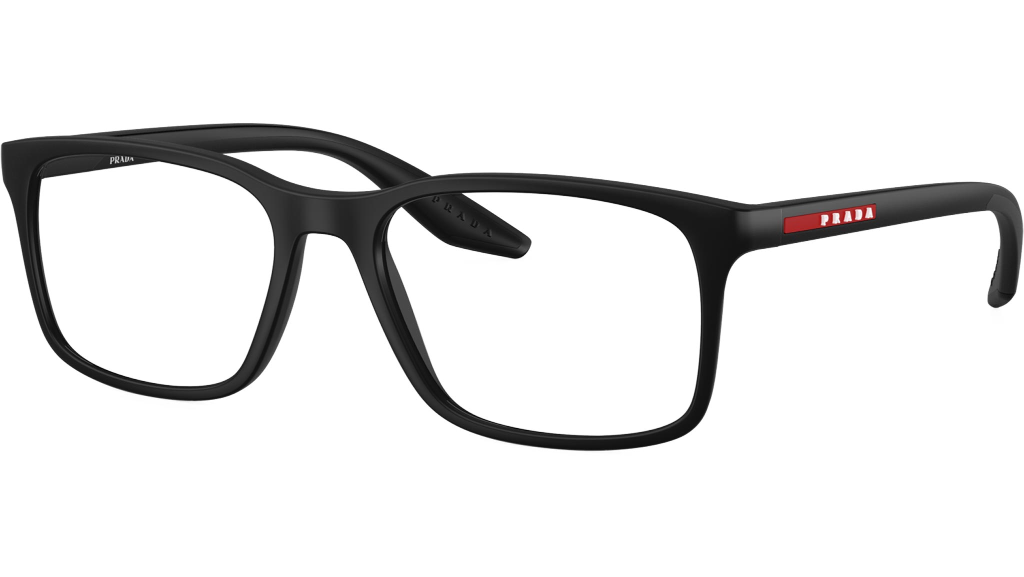 Prada Linea Rossa PS 08RV 1BO1O1 matte black eyeglasses 54mm angled view