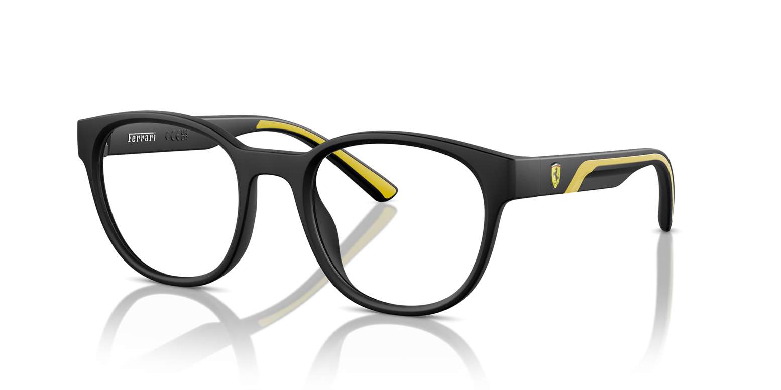 Ferrari FZ8002U 504 matte black eyeglasses 50mm angled view