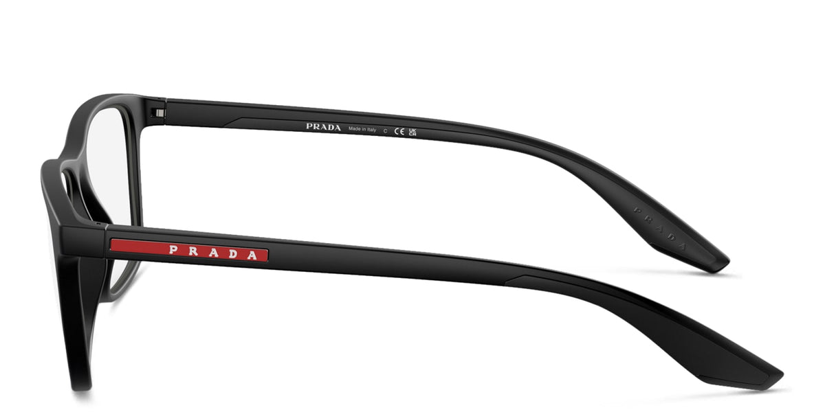 Prada Linea Rossa PS01QV DG01O1 black rubber eyeglasses 56mm side view