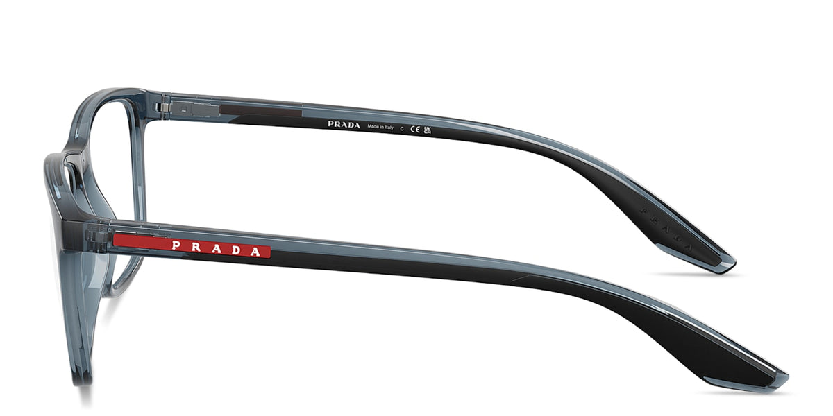 Prada Linea Rossa PS01QV CZH1O1 transparent azure eyeglasses 56mm side view