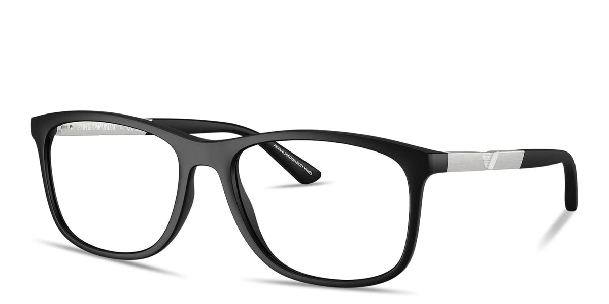 Emporio Armani EA3247 5001 matte black eyeglasses 55mm angled view