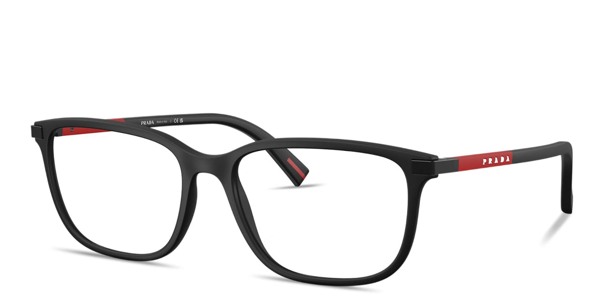 Prada Linea Rossa PS02RV DG01O1 black rubber eyeglasses 54mm angled view