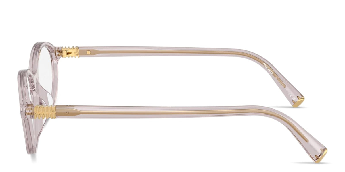Miu Miu MU09XV 12W1O1 transparent mauve eyeglasses 53mm side view