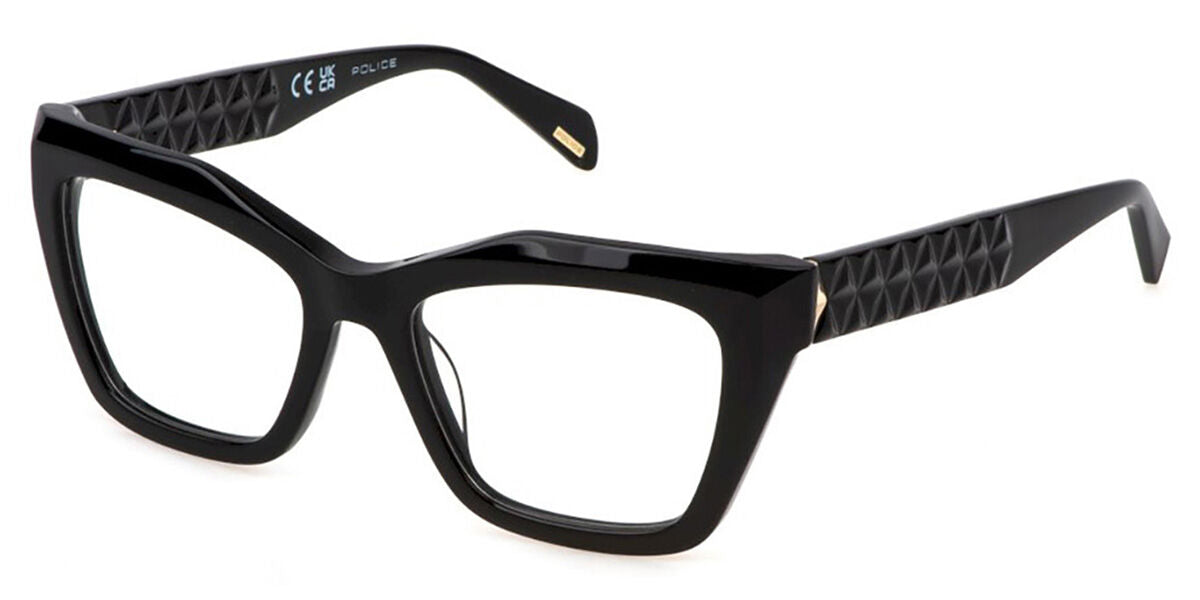 Police VPLN57 0700 shiny black eyeglasses 52mm front detail