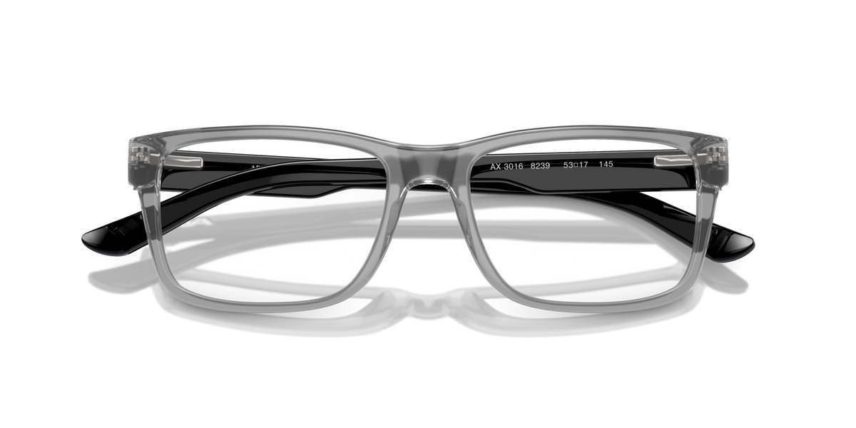 Armani Exchange AX3016 8239 shiny transparent grey eyeglasses 53mm folded view