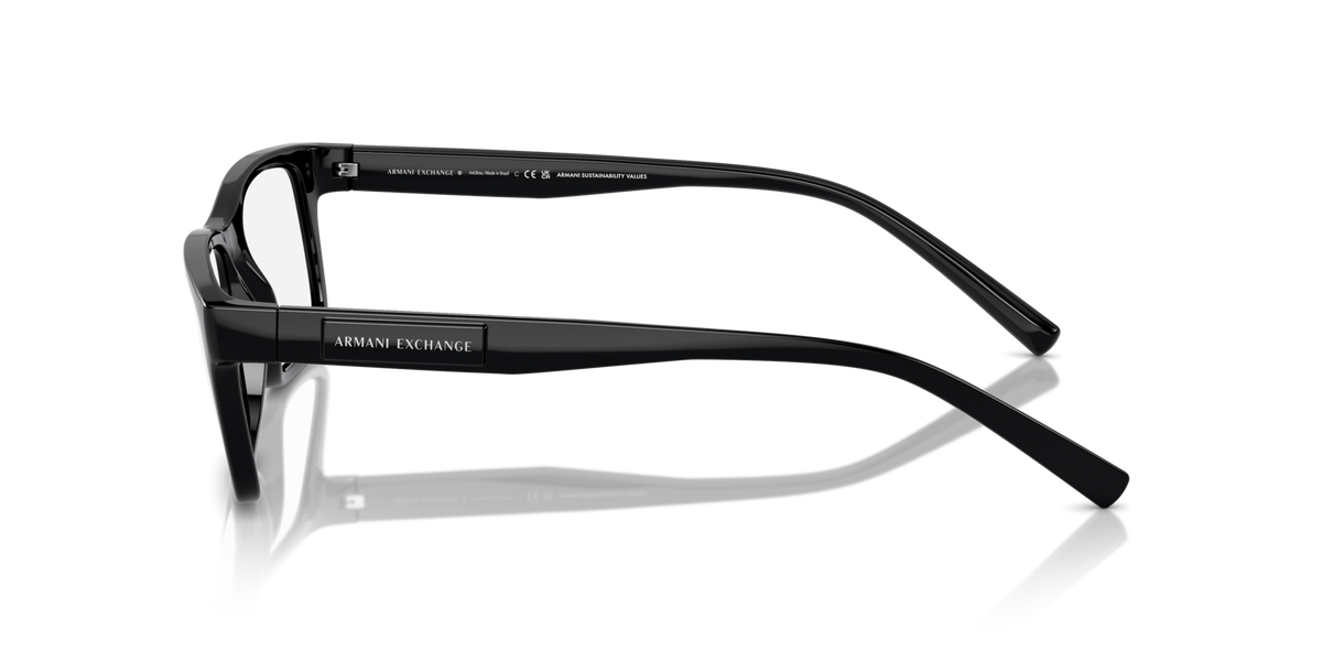 Armani Exchange AX3115 8158 shiny black eyeglasses 55mm side view