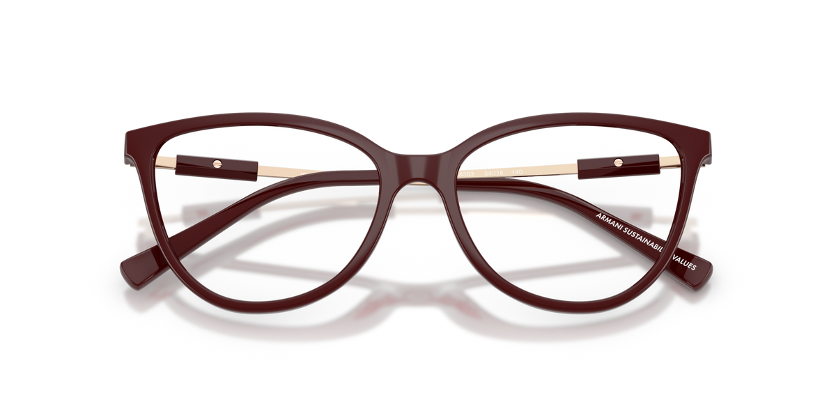Armani Exchange AX3128 8383 shiny bordeaux eyeglasses 54mm folded view