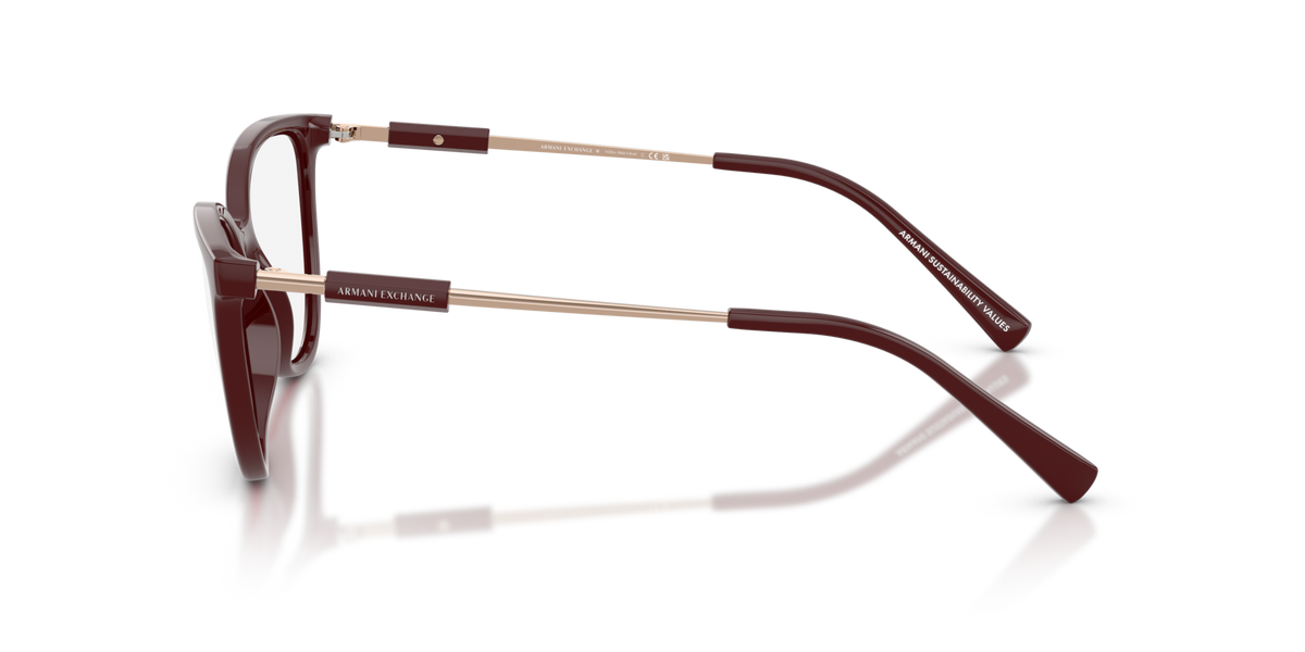 Armani Exchange AX3128 8383 shiny bordeaux eyeglasses 54mm side view