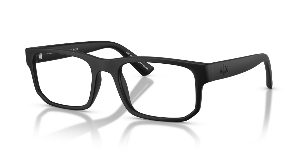 Armani Exchange AX3135 8078 matte black eyeglasses 54mm angled view