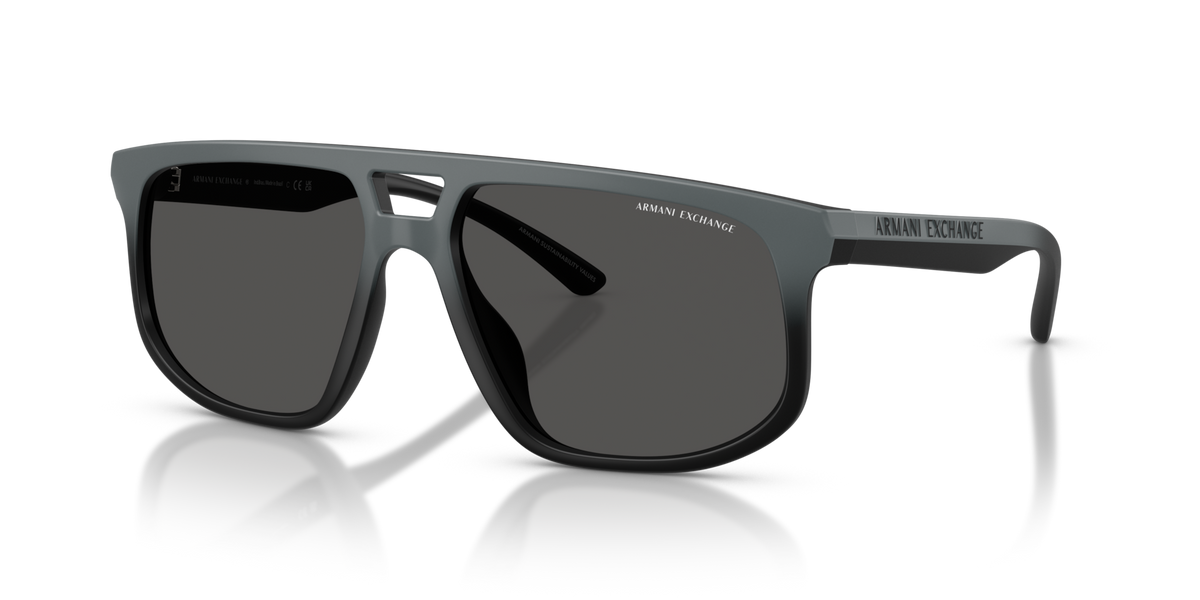Armani Exchange AX4161SU 838887 matte grey gradient sunglasses 58mm angled view