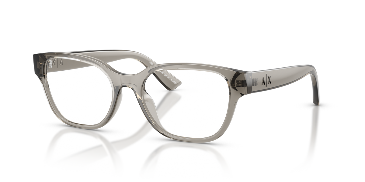 Armani Exchange AX3134U 8394 shiny transparent grey eyeglasses 53mm angled view