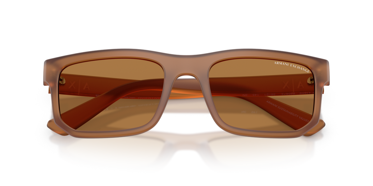 Armani Exchange AX4165S 835873 frosted brown sunglasses 56mm folded view