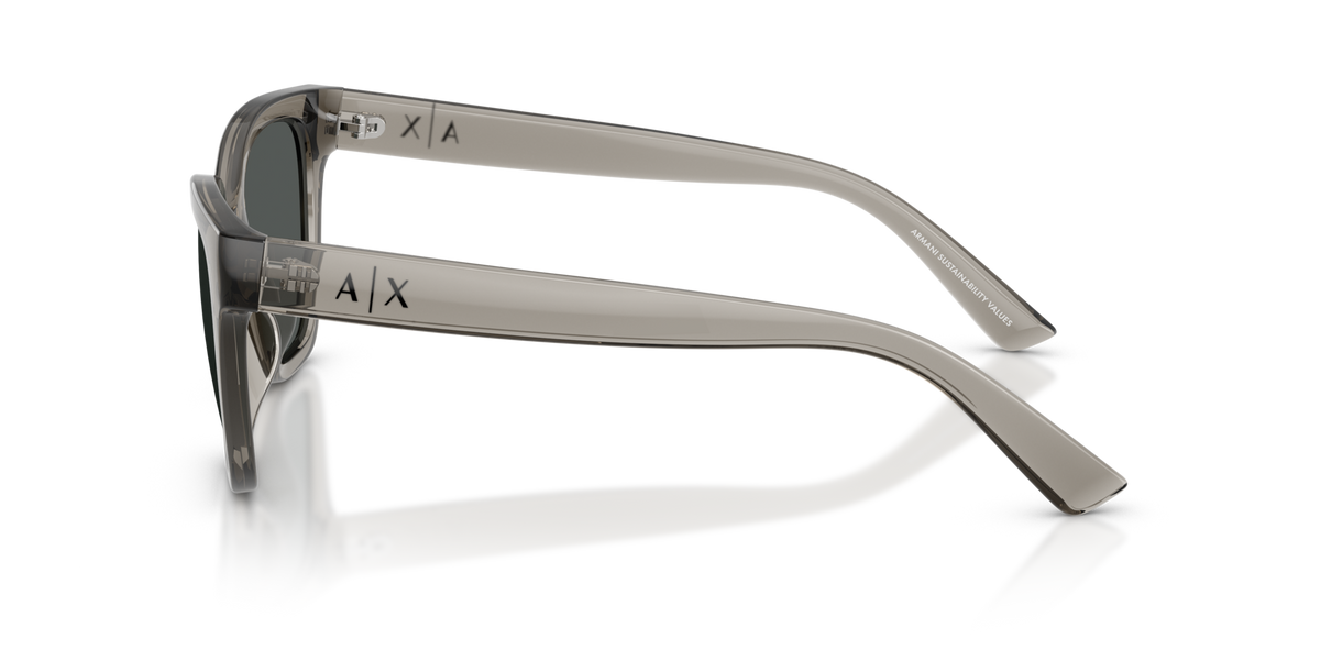Armani Exchange AX4164SU 839487 shiny transparent grey sunglasses 53mm side view