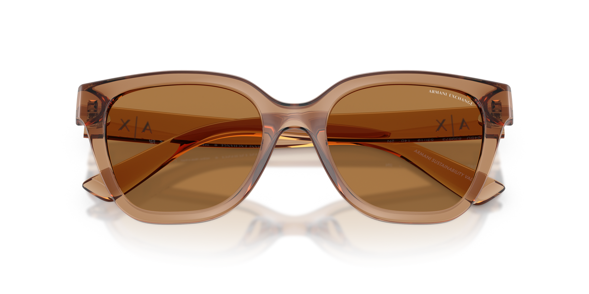 Armani Exchange AX4164SU 839673 shiny transparent brown sunglasses 53mm folded view