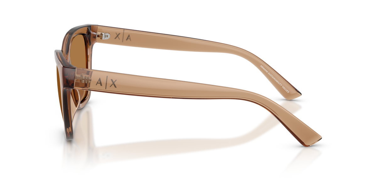 Armani Exchange AX4164SU 839673 shiny transparent brown sunglasses 53mm side view