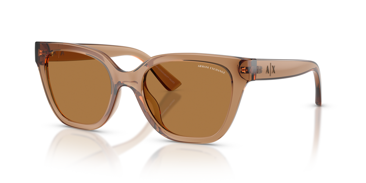 Armani Exchange AX4164SU 839673 shiny transparent brown sunglasses 53mm angled view