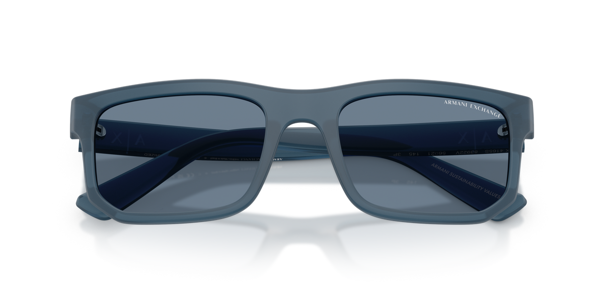Armani Exchange AX4165S 83922V frosted blue sunglasses 56mm folded view
