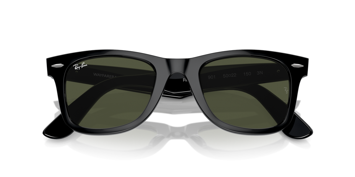 Ray-Ban RB2140 901 black sunglasses 50mm folded view
