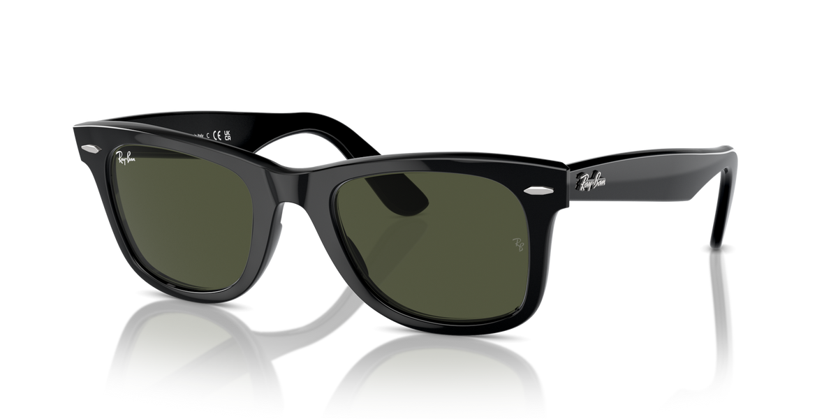 Ray-Ban RB2140 901 black sunglasses 50mm angled view