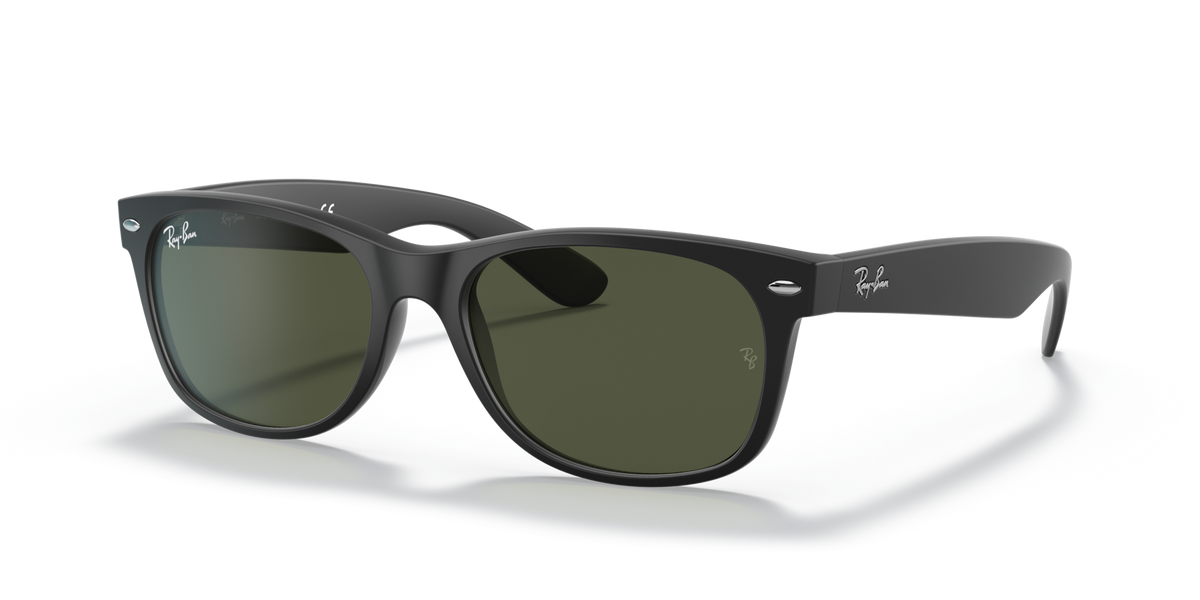 Ray-Ban RB2132 622 rubber black sunglasses 55mm angled view