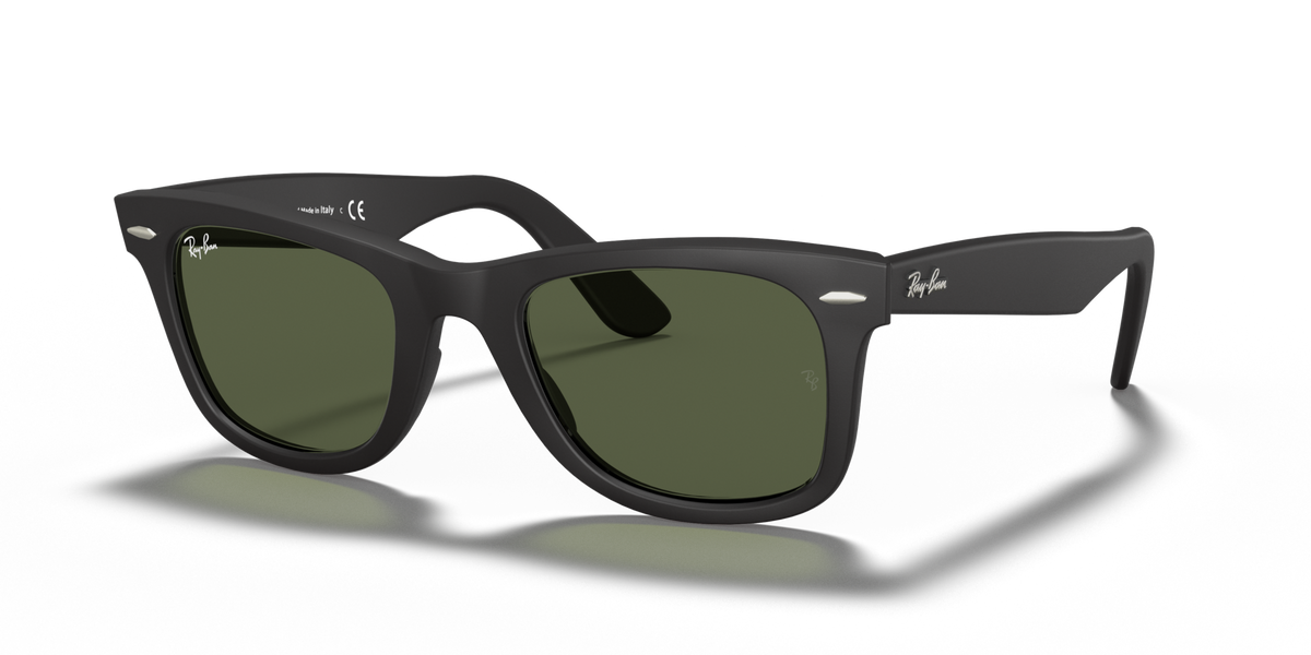 Ray-Ban RB2140F 901S black sunglasses 52mm angled view