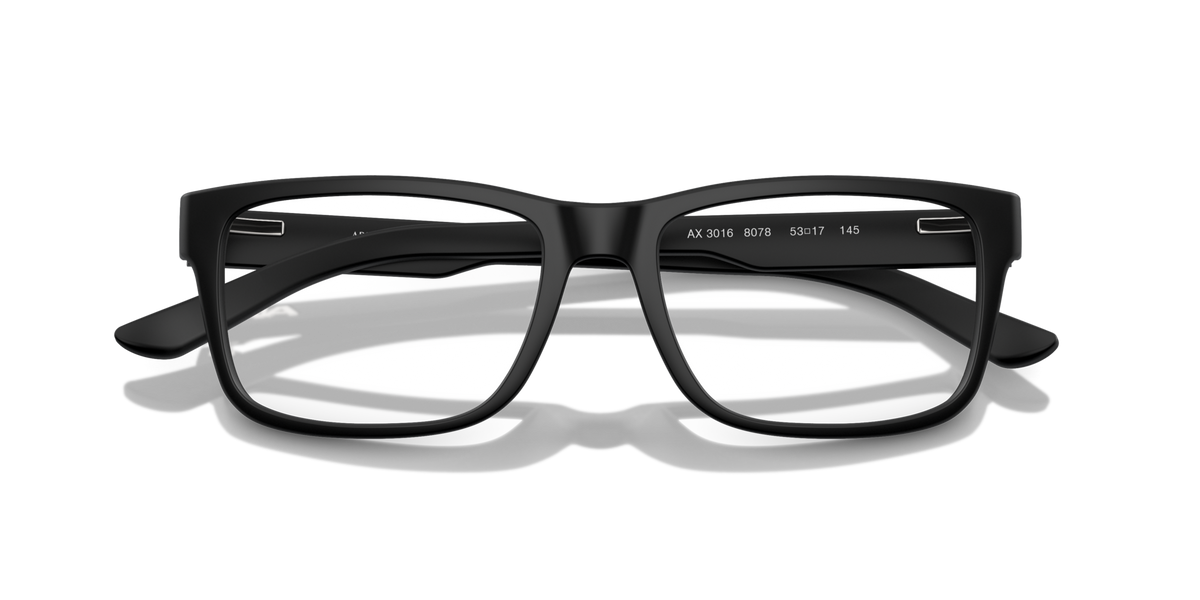 Armani Exchange AX3016 8078 matte black eyeglasses 53mm folded view