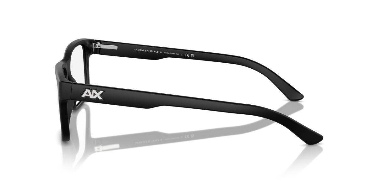 Armani Exchange AX3016 8078 matte black eyeglasses 53mm side view