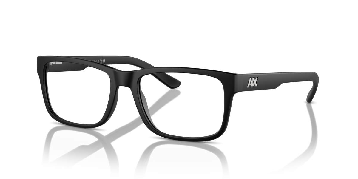Armani Exchange AX3016 8078 matte black eyeglasses 53mm angled view