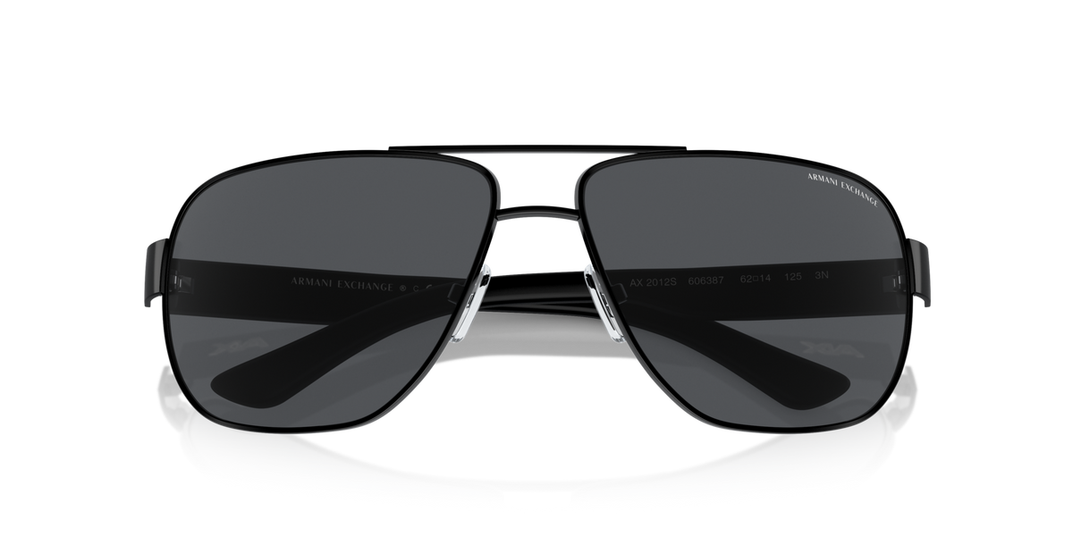 Armani Exchange AX2012S 606387 matte black sunglasses 62mm folded view