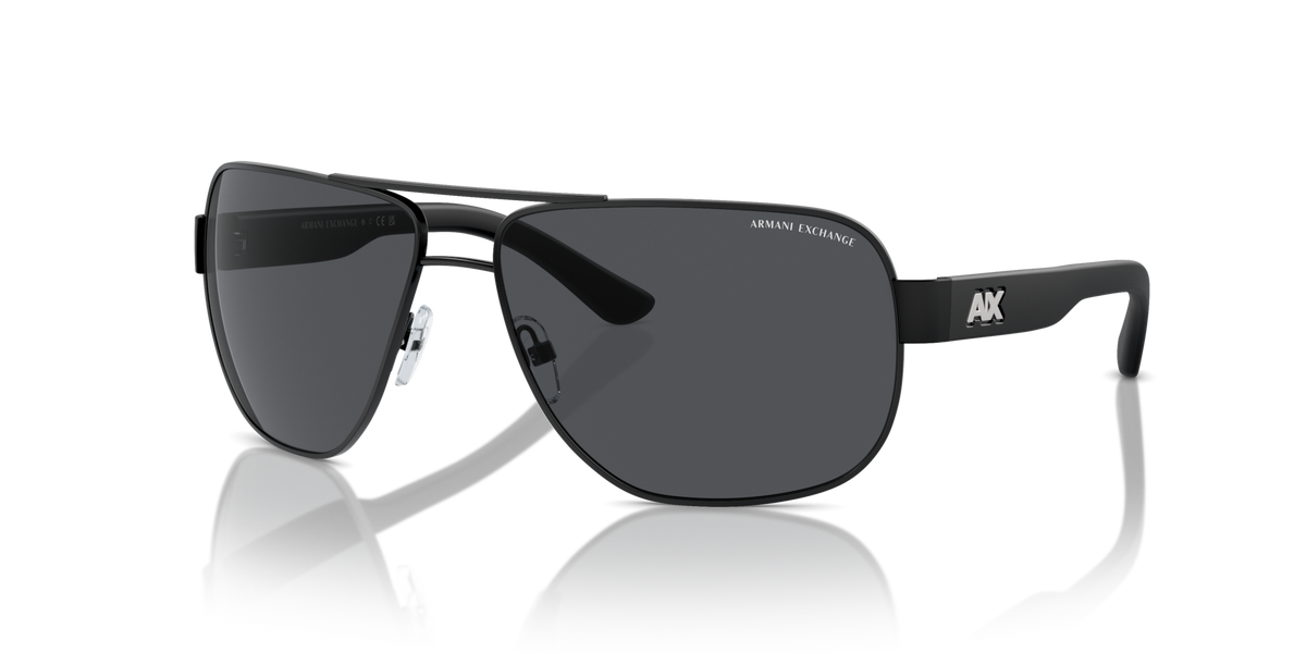 Armani Exchange AX2012S 606387 matte black sunglasses 62mm angled view