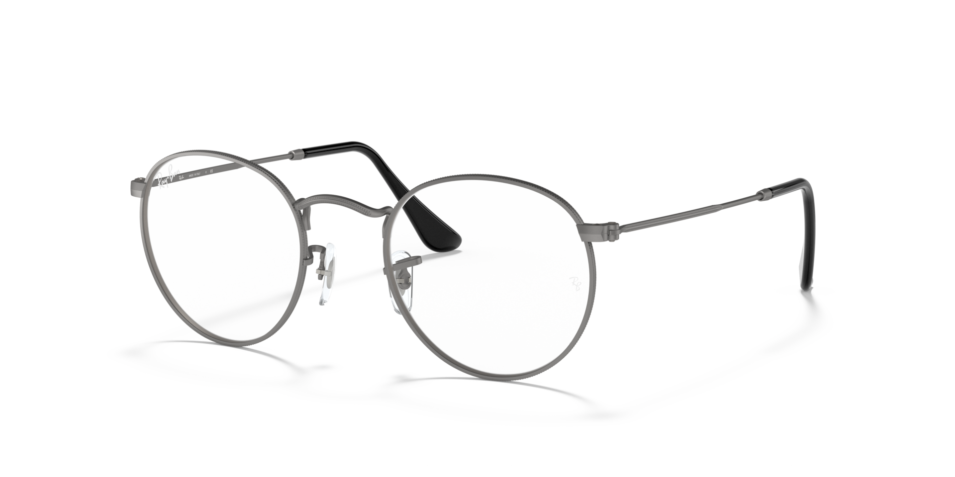 Ray-Ban Round Metal RX3447 2620 gunmetal eyeglasses 50mm angled view