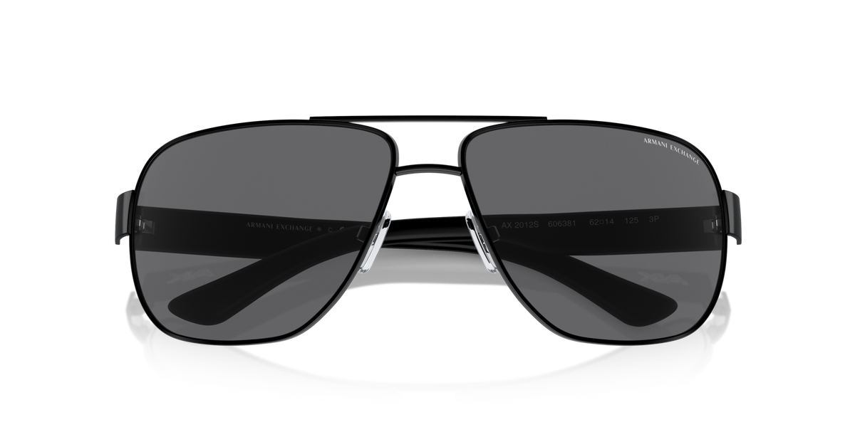 Armani Exchange AX2012S 606381 matte black sunglasses 62mm folded view
