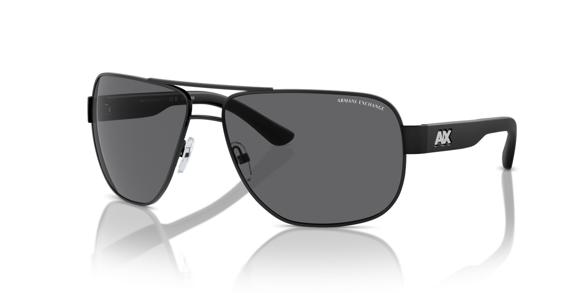 Armani Exchange AX2012S 606381 matte black sunglasses 62mm angled view