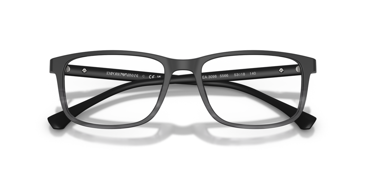 Emporio Armani EA3098 5566 matte black striped grey eyeglasses 53mm folded view