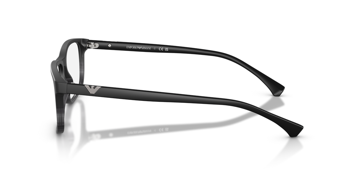 Emporio Armani EA3098 5566 matte black striped grey eyeglasses 53mm side view