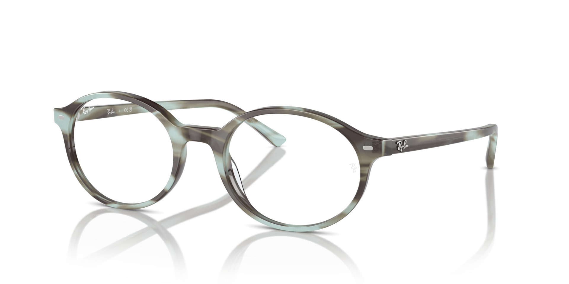 Ray-Ban RX5429 8356 striped green eyeglasses 53mm angled view