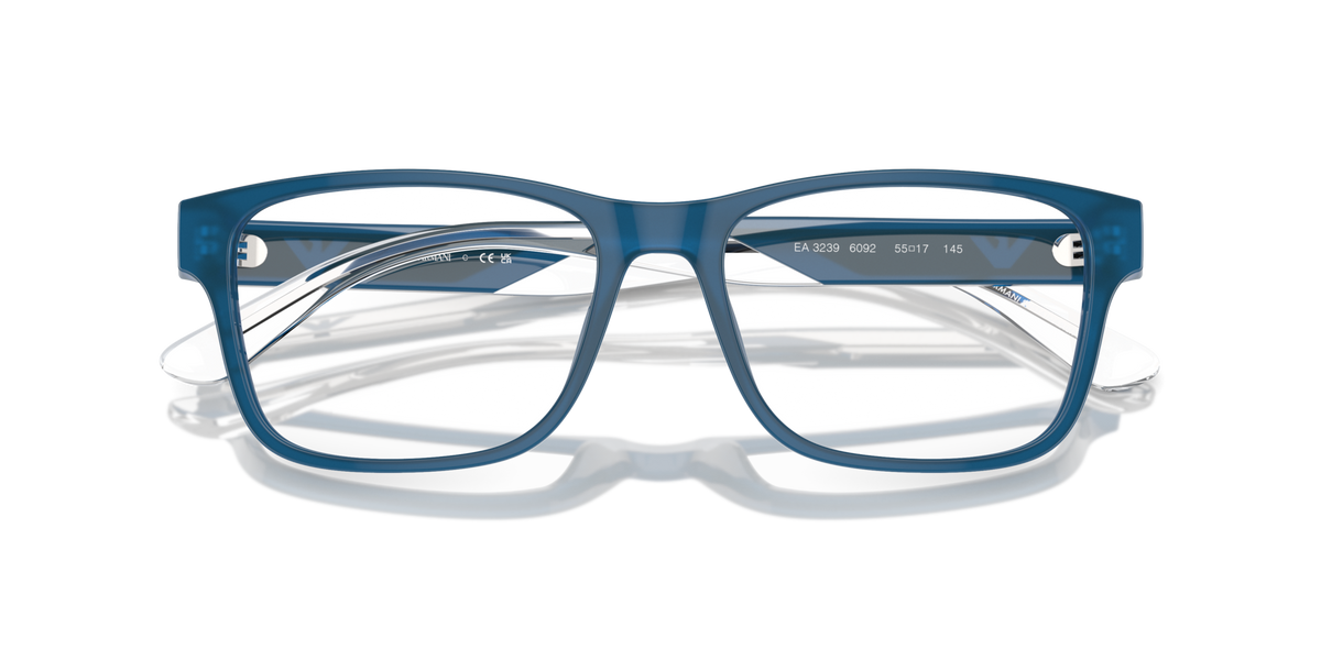 Emporio Armani EA3239 6092 shiny opaline blue eyeglasses 53mm folded view