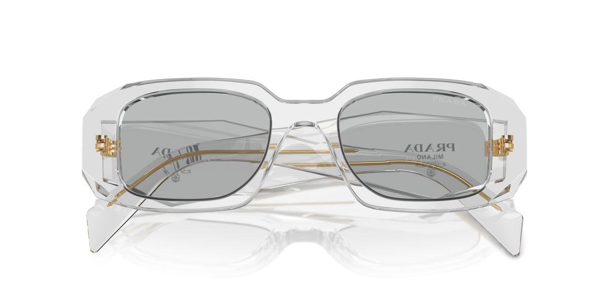 Prada PR17WS 12R30B transparent grey sunglasses 49mm folded view