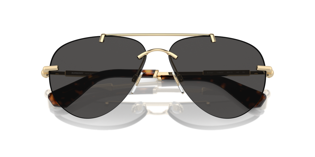 Burberry BE3151 110987 light gold sunglasses 60mm folded view