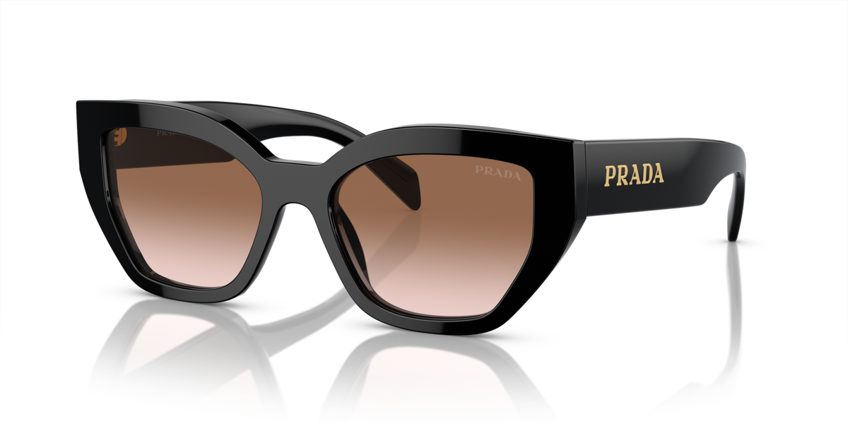 Prada PRA09S 1AB0A6 black sunglasses 53mm angled view