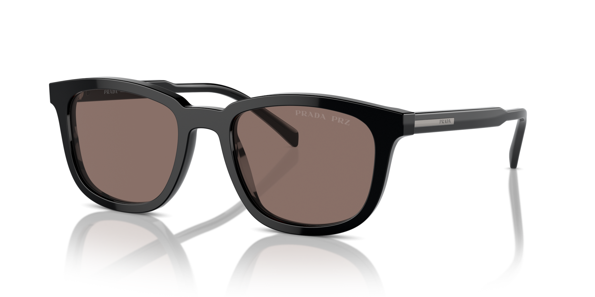 Prada PR A21S 16K30H black polarized sunglasses 53mm angled view