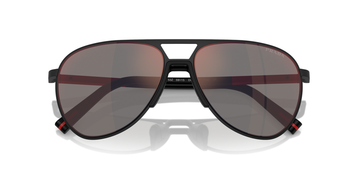 Prada Linea Rossa PS53ZS DG008F rubbered black sunglasses 59mm folded view