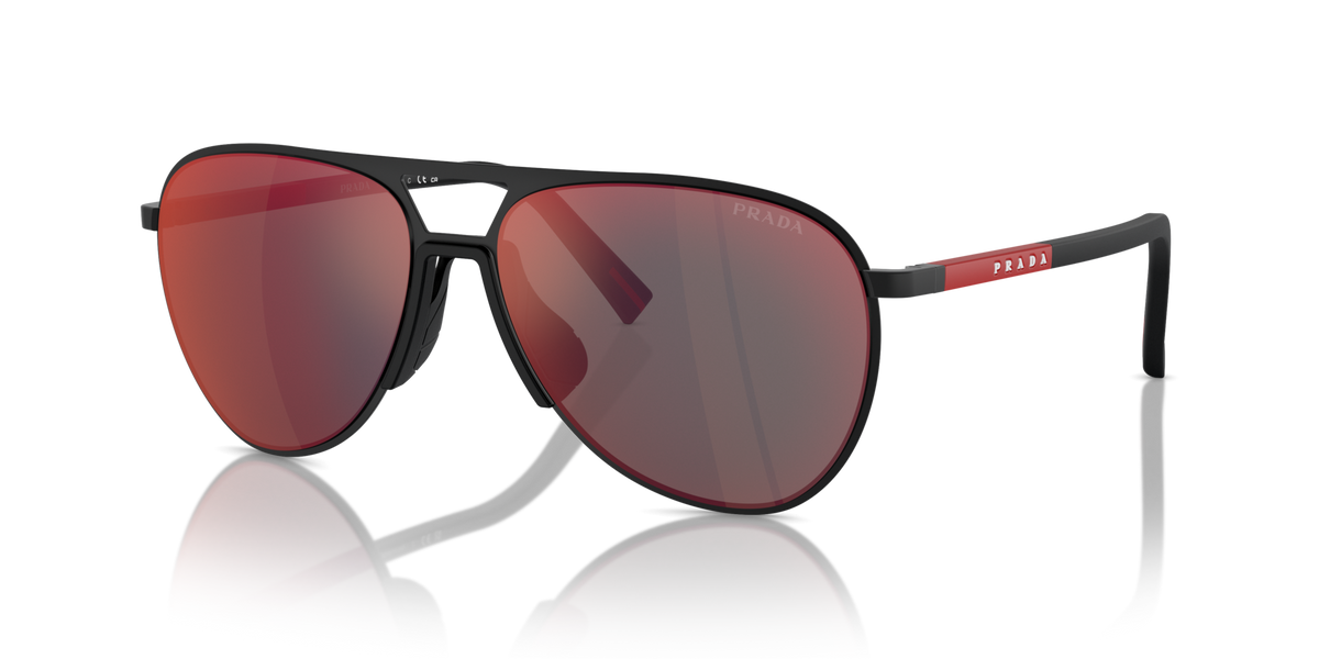 Prada Linea Rossa PS53ZS DG008F rubbered black sunglasses 59mm angled view