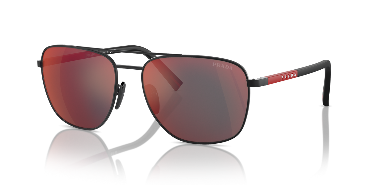 Prada Linea Rossa PS54ZS DG008F rubbered black sunglasses 60mm angled view