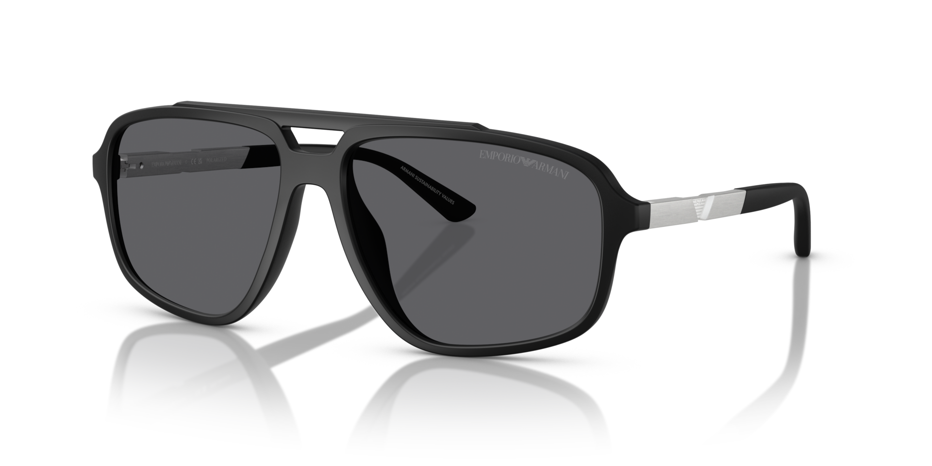 Emporio Armani EA4236U 5001T3 matte black polarized sunglasses 59mm angled view