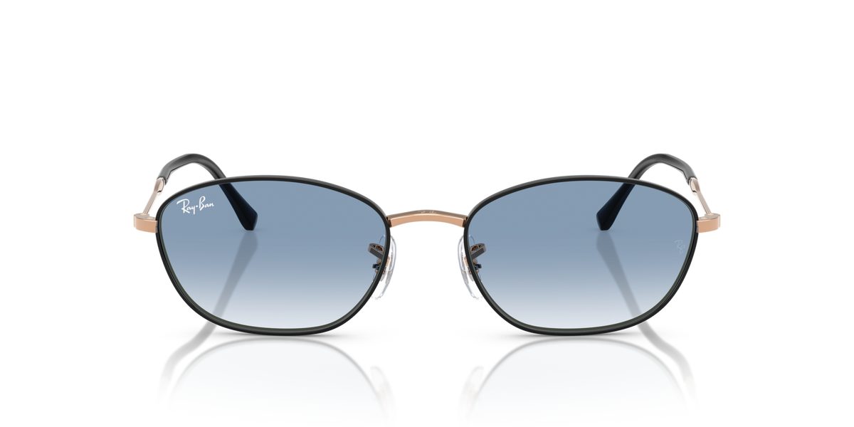 Ray-Ban RB3749 92723F black on rose gold sunglasses 55mm