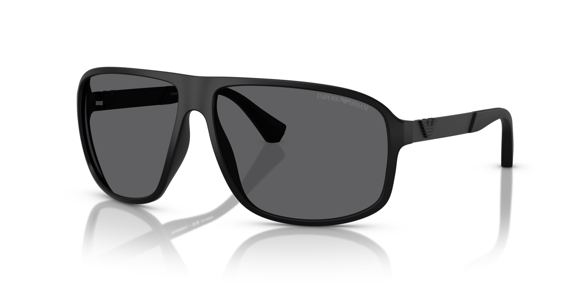 Emporio Armani EA4029 5001T3 matte black polarized sunglasses 64mm angled view